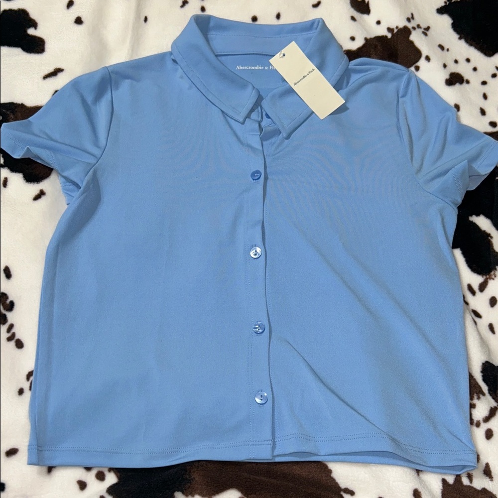 Abercrombie & Fitch Sky Blue Short Sleeve Button-Up Polo